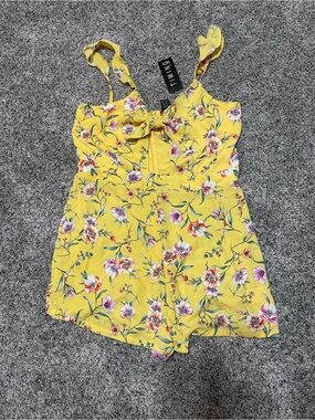 Yellow Floral Tie-Front Romper